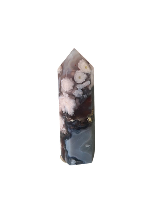 Blue Flower Agate Tower - D7